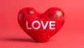 Red Heart Pillow with LOVE Embroidery Royalty Free Stock Photo