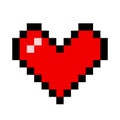 Red heart pixel love romatic passion icon. Isolated and flat ill