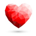 Red heart polygonal abstract on white backgrounds Vector illustration Royalty Free Stock Photo