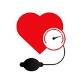 Red heart with pressure measurement sensor Royalty Free Stock Photo