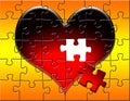 Red Heart Puzzle with Piece Missing