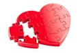 Red Heart from puzzles, 3D rendering Royalty Free Stock Photo
