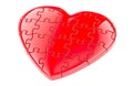 Red Heart from Puzzles. 3D rendering Royalty Free Stock Photo