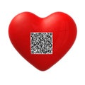 Red heart with qr code