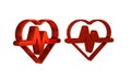 Red Heart rate icon isolated on transparent background. Heartbeat sign. Heart pulse icon. Cardiogram icon.