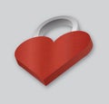Red heart real padlock illustration