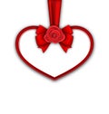 Red Heart with Red Rose, Ribbon and Bow for Happy Valentines Day