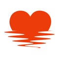 Red Heart Reflection On Water Icon