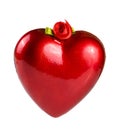 Red heart with a ribbon for hanging isolated on white background Royalty Free Stock Photo