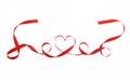 Red heart ribbon isolated