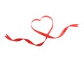 Red heart ribbon isolated