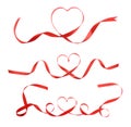 Red heart ribbon isolated