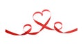 Red heart ribbon isolated