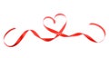 Red heart ribbon isolated
