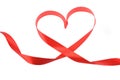 Red heart ribbon isolated