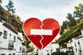 Red heart road sign in Setenil de las Bodegas