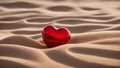 red heart on sand A stone heart on a sand wave background. Royalty Free Stock Photo