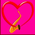 Red heart and Saxophone Royalty Free Stock Photo