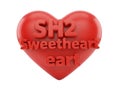 Red heart with sh2 sweetheart text Royalty Free Stock Photo