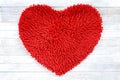 Red heart shape cleaning feet doormat or carpet texture. Royalty Free Stock Photo