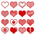 Red heart shape collection. Valentine day hearts set Royalty Free Stock Photo