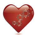 Red heart shape with gears inside . Royalty Free Stock Photo