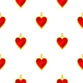 Red heart shape gemstone pendant pattern seamless Royalty Free Stock Photo