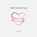 Red heart shape with hand embrace.Hug yourself logo.Love yoursel