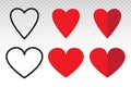 Red heart shape / love / romance vector icon for apps and websites