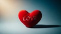 Red Heart Shape with Love Text Royalty Free Stock Photo