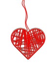 Red Heart Shape Made By Lines Isolated On white background. 3D illustration Royalty Free Stock Photo