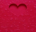 Red heart shape metallic color, card valentine on texture flower