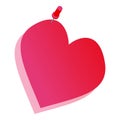 Red heart shape note pinned with a red push pin Royalty Free Stock Photo
