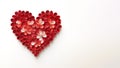 Red heart shape, paper quilling craft, 3d paper decoration. Valentines day concept, Mothers day or anniversary greeting