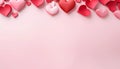 Red heart shape on pink background with copy space, Valentine,s day greeting card Royalty Free Stock Photo