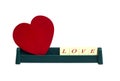 Red heart shape with plastic letter love Royalty Free Stock Photo