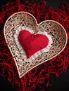 Red heart shape on shredded paper Royalty Free Stock Photo