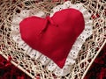 Red heart shape on shredded paper Royalty Free Stock Photo