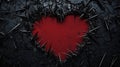 A red heart shape is surrounded by sharp black spikes and shattered black pieces Royalty Free Stock Photo