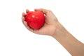 The red heart shape on woman hand Royalty Free Stock Photo