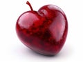 A red heart shaped apple on a white background Royalty Free Stock Photo