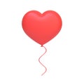 Red heart shaped balloon isolated on white background. 3d render Royalty Free Stock Photo