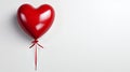 Red heart-shaped balloon with ribbon. AI Image.