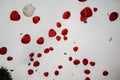 red heart shaped balloons flying in the sky Royalty Free Stock Photo
