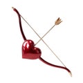 a red heart shaped bow and arrow Royalty Free Stock Photo
