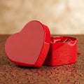 Red Heart-Shaped Box on Patterned Surface Royalty Free Stock Photo