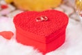 Red Heart Box With Wedding Rings Royalty Free Stock Photo