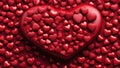 red heart shaped candies hearts on red stone heart isolated Royalty Free Stock Photo