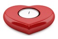 Red heart-shaped candlestick with candle isolated on white Royalty Free Stock Photo