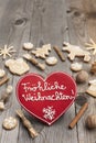 Red Heart shaped Christmas gingerbread Royalty Free Stock Photo